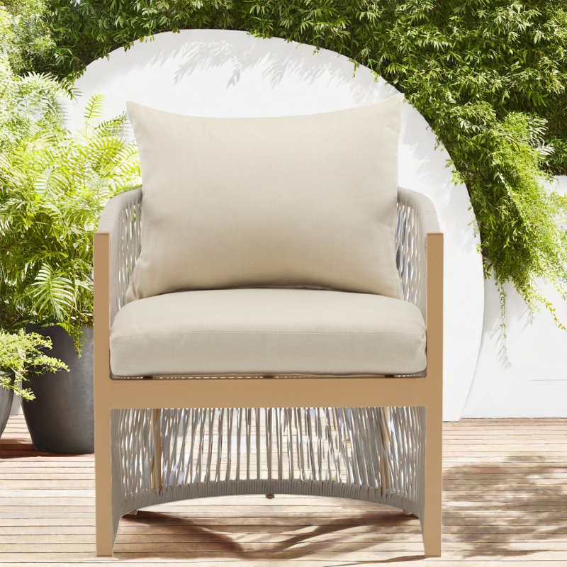 Méridienne de patio moderne avec élégance en aluminium, conception de corde beige pour l'extérieur