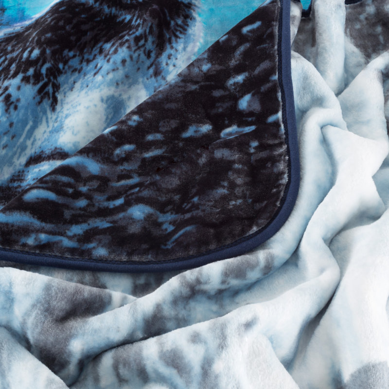 Couverture Lavish Home Wolf - 80 x 92 pouces imprimé loup Hurlant