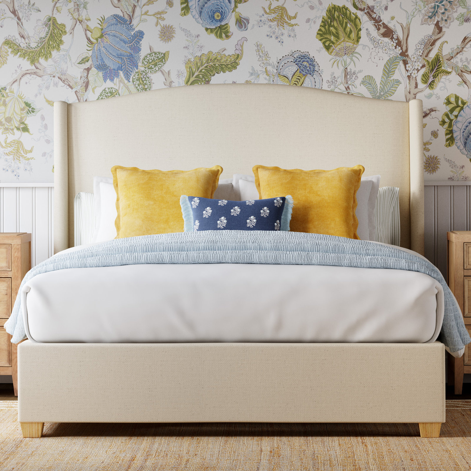 Collier Cotton Pillow Cover, 22"H x 22"W, Yellow, Polyester