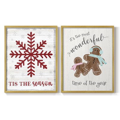 Tis the Season flocon de neige - reproduction encadrée de qualité supérieure - prête à être accrochée - aucun clou requis - aucun clou requis