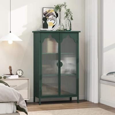 Armoire de rangement en métal à 2 portes, armoire de présentation avec portes en verre, buffet de cuisine en métal, armoire de rangement en verre pour salle à manger, salon, chambre à coucher