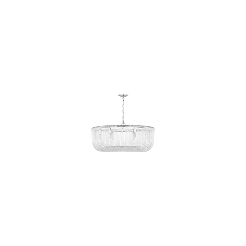 Chapman & Myers Pierce 6 Light Dining Room Pendant With Clear Shade, 82" H x 28" W x 28" D, Polished Nickel