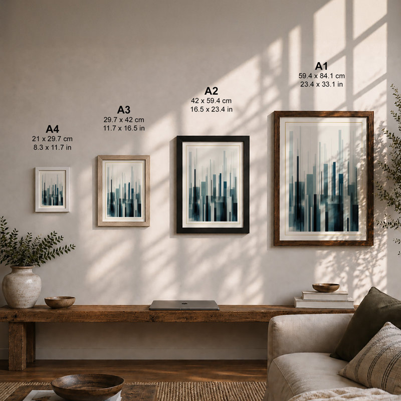 Misty Urban Towers Scandinavian - Print, A2 - 59.4 x 42.0 cm, Black