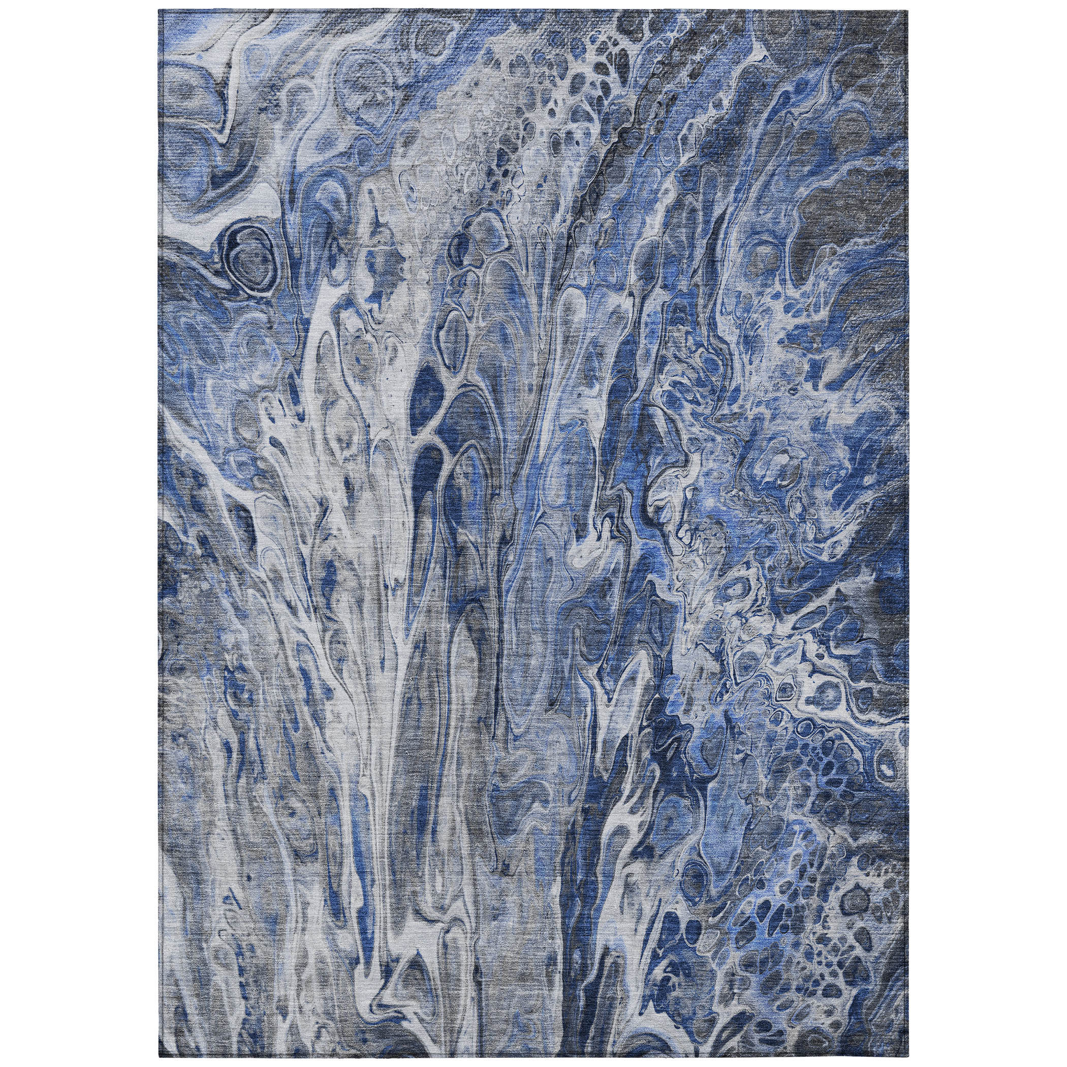 HomeRoots 3' X 5' Blue Denim Blue And Navy Blue Abstract Washable ...