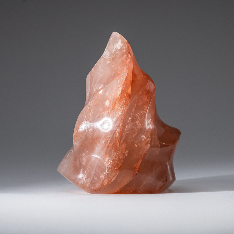 Genuine Polished Strawberry Quartz Flame Freeform (1.7 Lbs), 5" H x 3.75" W x 2.75" D, Pink/Raspberry