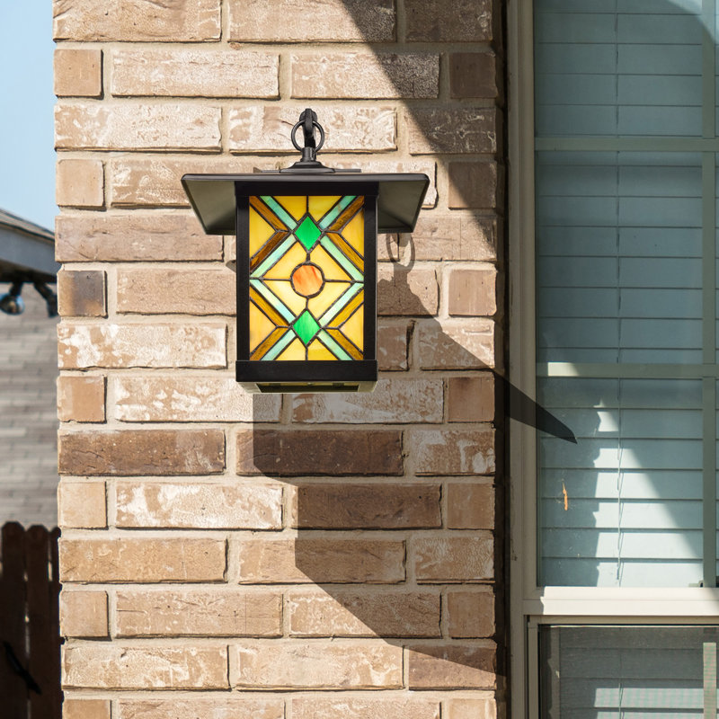 11.75"H 1-Light Mission Style Outdoor Wall Lantern Sconce Black