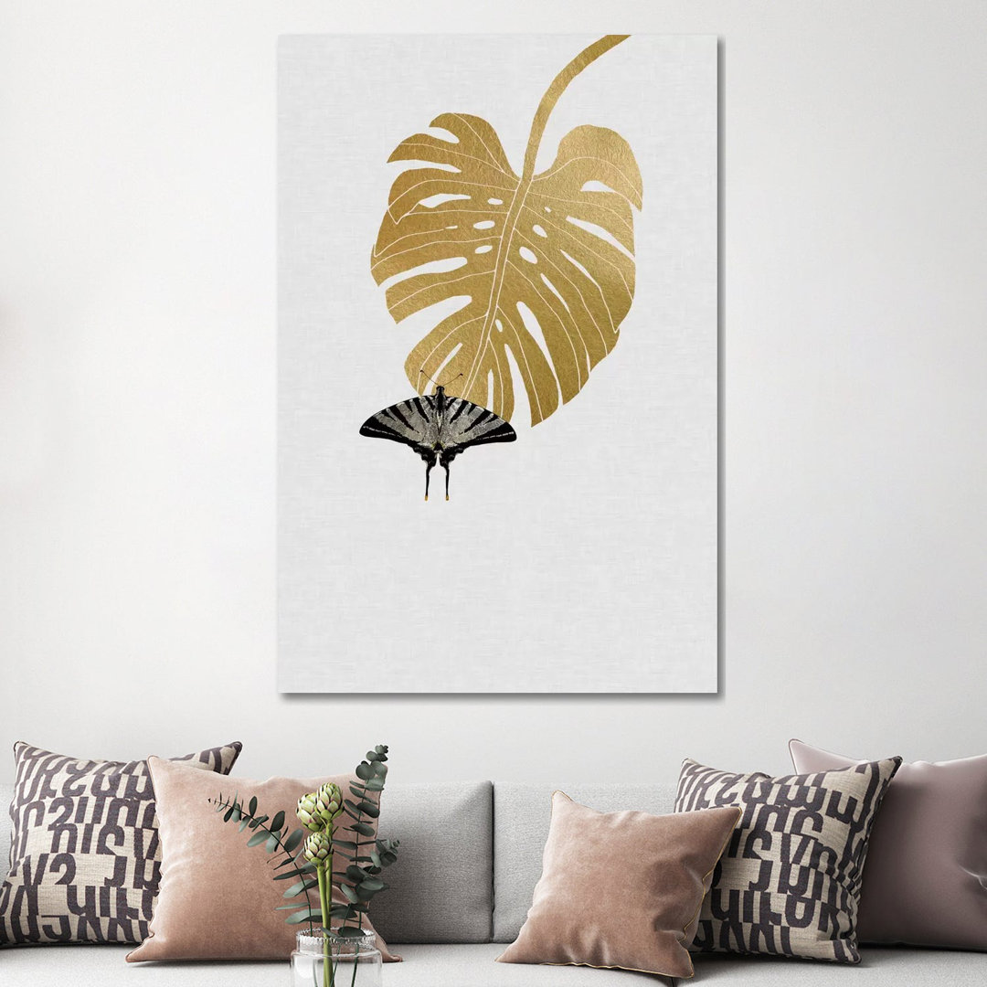 Butterfly & Monstera by Orara Studio - Wrapped Canvas Graphic Art