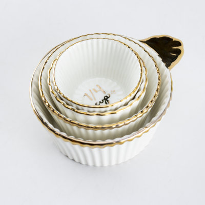 White Gold Ceramic Measuring Cups 4-Piece Set