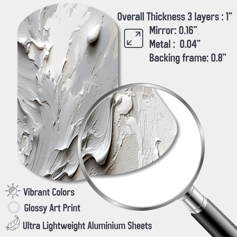 Grey and Cream Harmony In Chaos I - Abstract Cylinder Metal Wall Art, Grey Asymmetrical Metal Art Print, 31" H x 19" W x 1" D