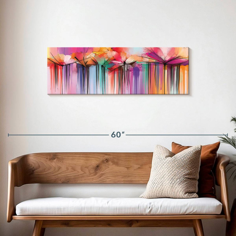 «Flowers Paint Drip» sur toile, H 14 po x l 42 po x P 1,25 po