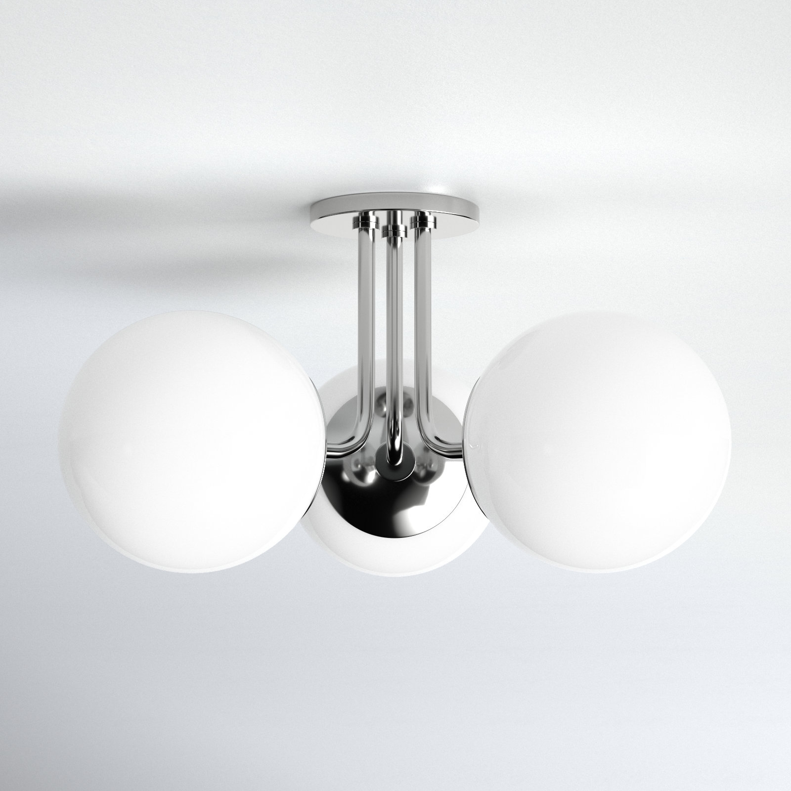 Luna 3 Light Glass Semi Flush Mount, Polished Nickel