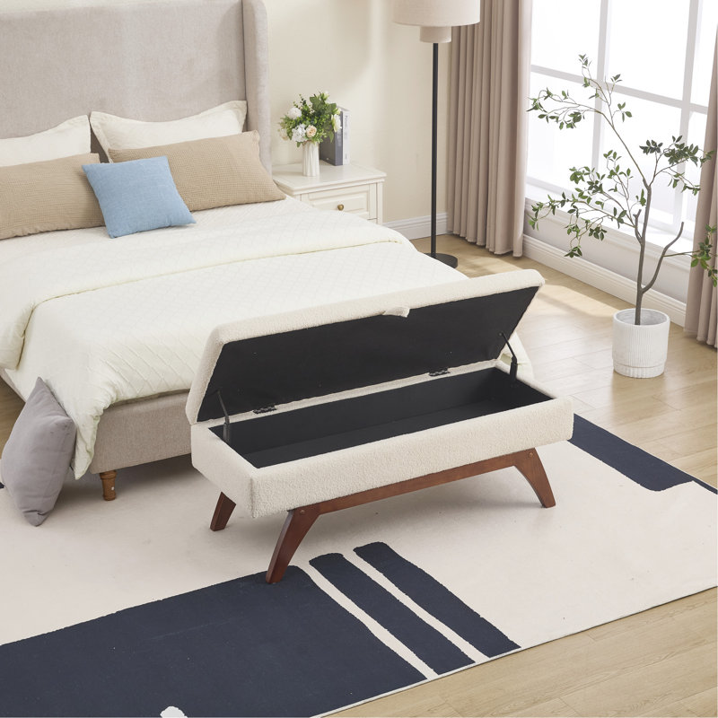 Élégant tabouret de lit avec tissu et option de rangement secret