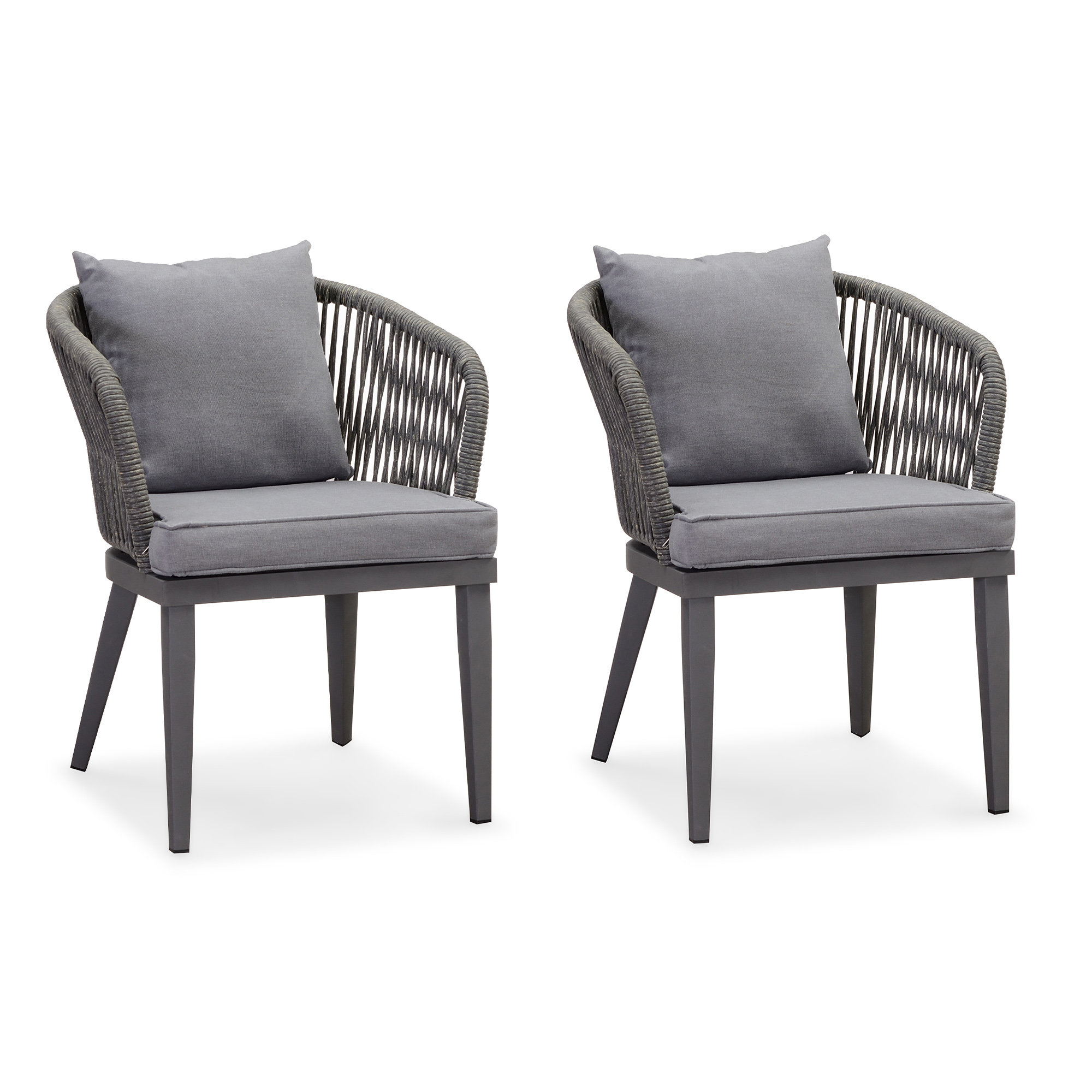 Latitude Run® Patio Dining Chair Set Modern Wicker Outdoor Furniture ...
