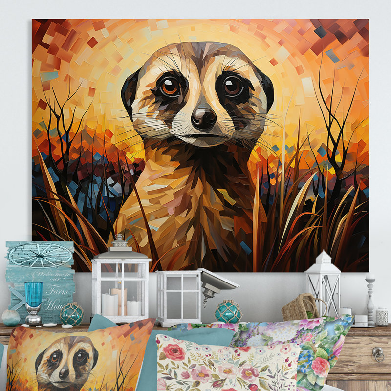 Art floral jaune suricate jaune suricate - Meercat Meadows, H 12 po x l 20 po x P 1 po