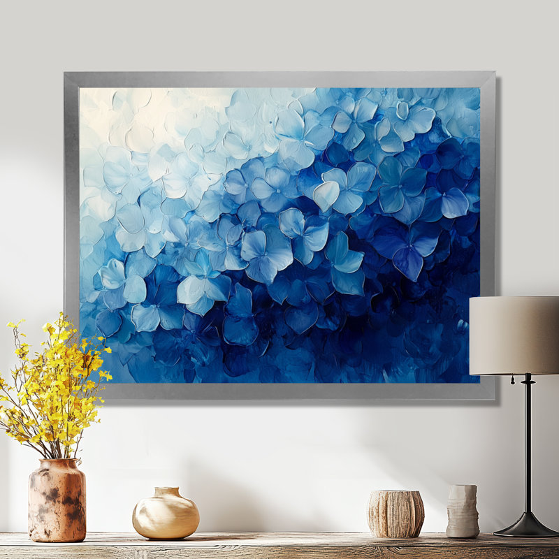 Velours hortensia lignes de grâce - hydrangées, art mural, Impression d'un seul cadre photo sans passe-partou, Argent argent