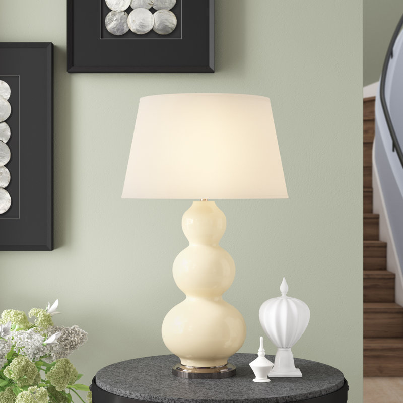 Triple Gourd Table Lamp, Bone/Antique Silver