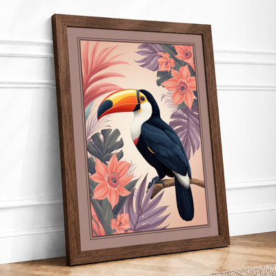 Toucan Among Blooms Boho - Framed Print