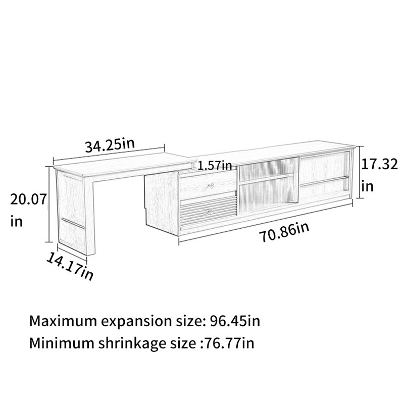 Solid Wood Expandable TV Stand Stylish Storage
