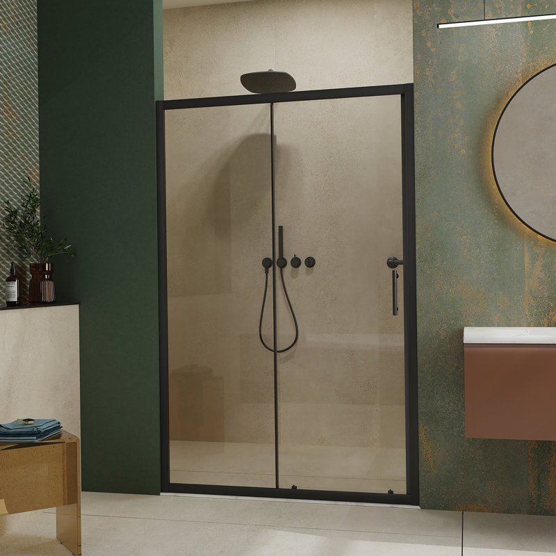 Durable Glass Shower Door With Stainless Steel Handle And Support Bar,Sliding Design For Walk-In Showers