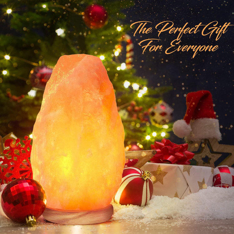 Himalayan Salt Lamp with Dimmer Switch, Handcrafted with Wooden 6-7 lbs