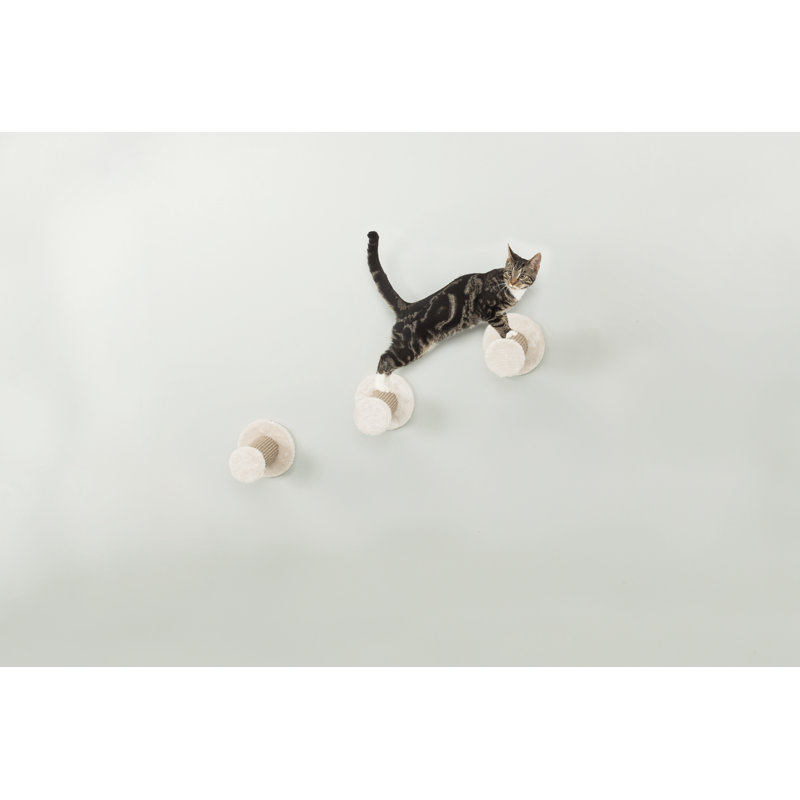 Light Gray and Brown Sisal Wall Mount Cat Climbing Steps