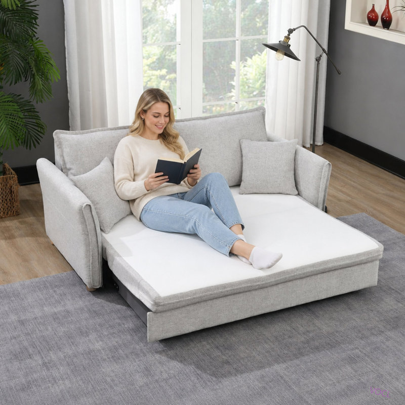 Oren Chenille Sleeper Sectional Sofa w/ Storage & 2 Toss Pillows