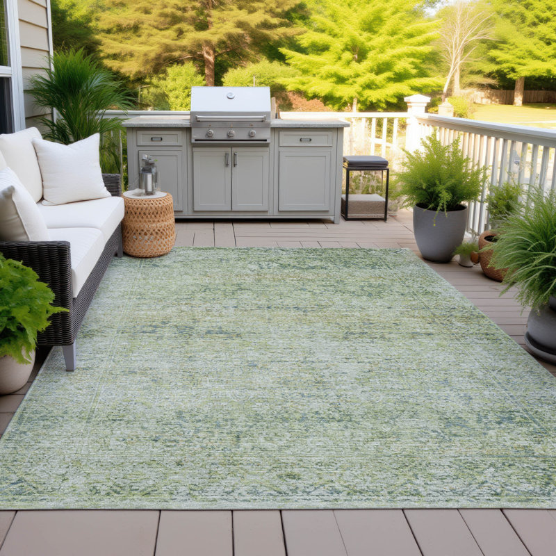 Tapis intérieur / extérieur Xhevrie lavable à la machine, Rectangle 10 pi x 14 pi