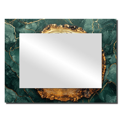 Pine Forest On A Emerald Horizon - Landscapes Mirror For Wall Art Decor - Printed On Metal