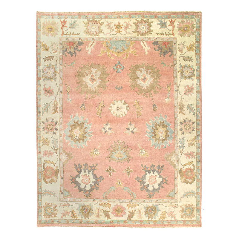 Tapis Oushak fin noué à la main 8 pi 11 po x 11 pi 9 po