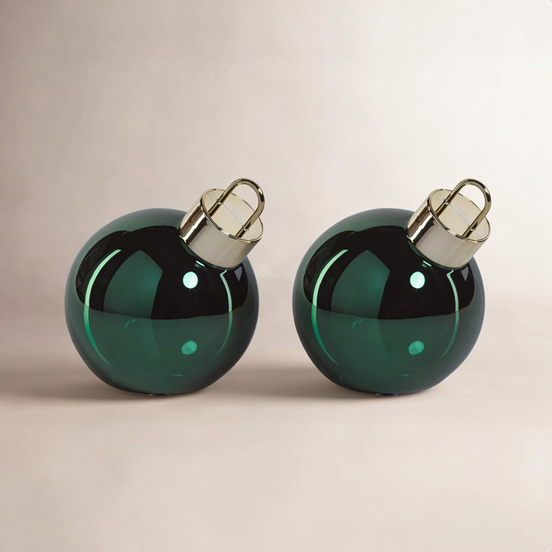 Ornements en forme de boule de table DEL 6 po, ensemble de 2, Vert