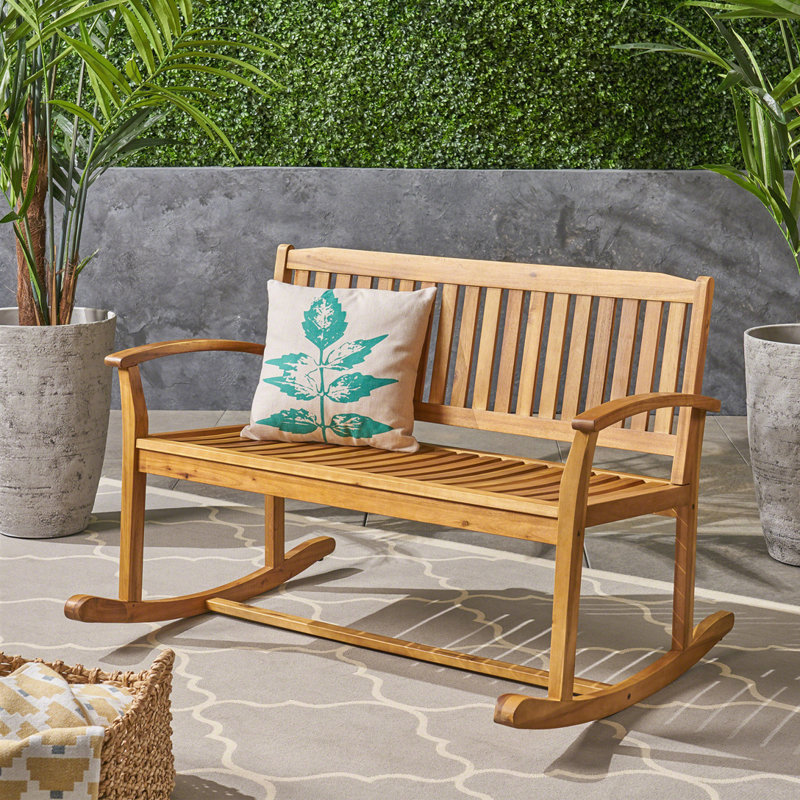 Causeuse d'extérieur en bois d'acacia, Naturel