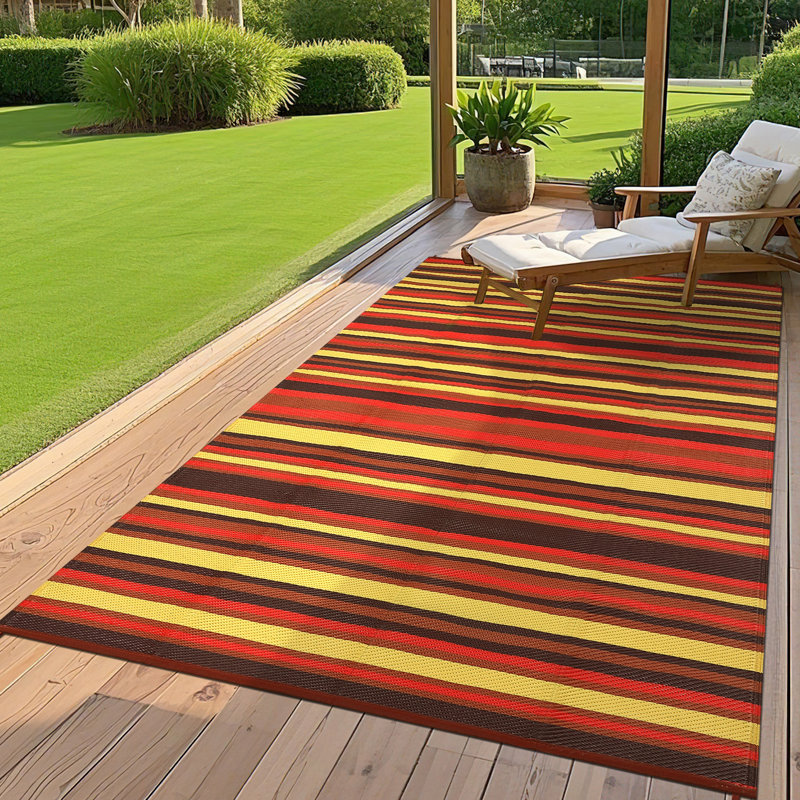 Tapis d'extérieur imperméable et réversible pour l'extérieur, Rouge, Rectangle 9 pi x 12 pi