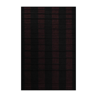 Machine Washable Checkered Black Area Rug