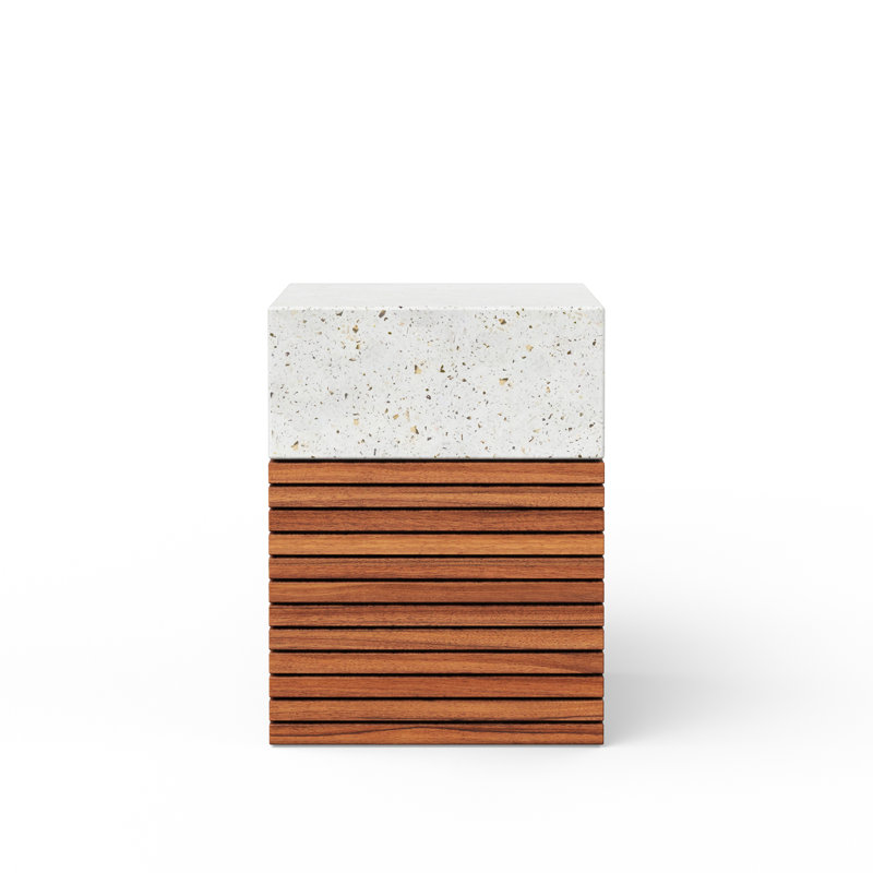 Concrete Accent Stool, Ivory Terrazo