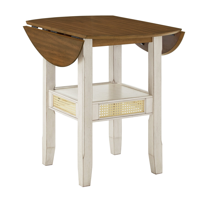 Pulukan Counter Height Drop Leaf Dining Table, Standard Height (30.19" Height), White