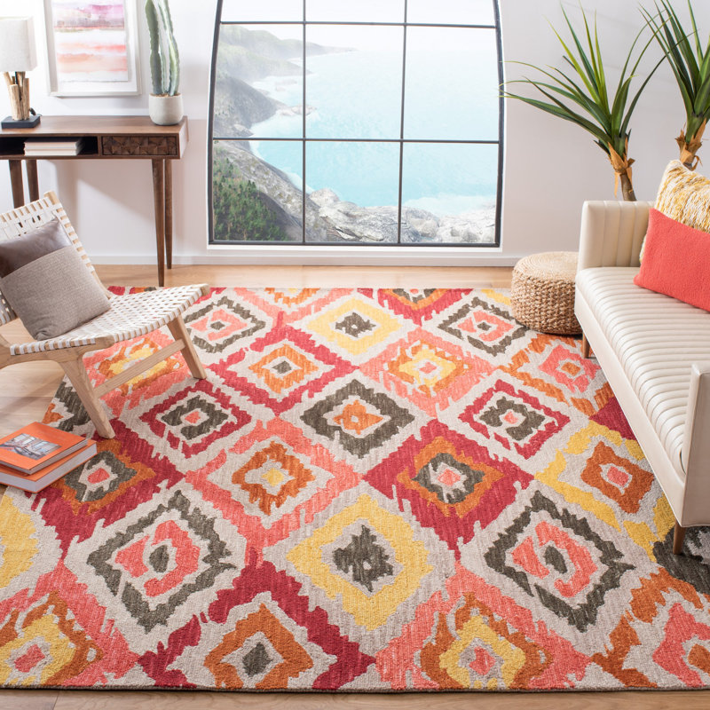 Tapis en laine touffeté à la main Gardella Southwestern, Carré 6 pi