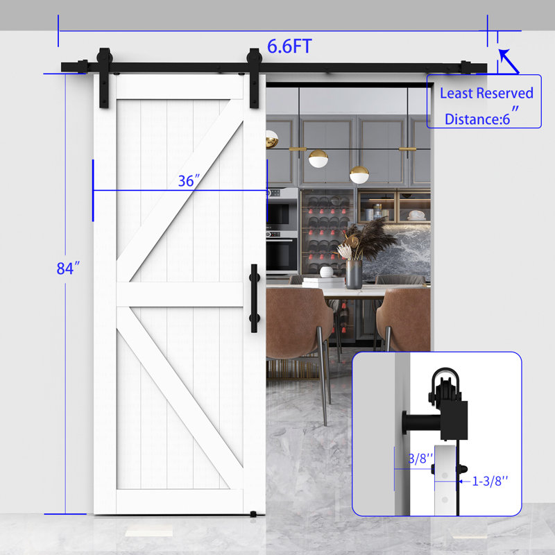 Nanping City Jianyang District Shanye Laity Tea Co. LTD SY-MDF-KW-3666 36 in. W x 84 in. H Barn Door with Barn Door Hardware