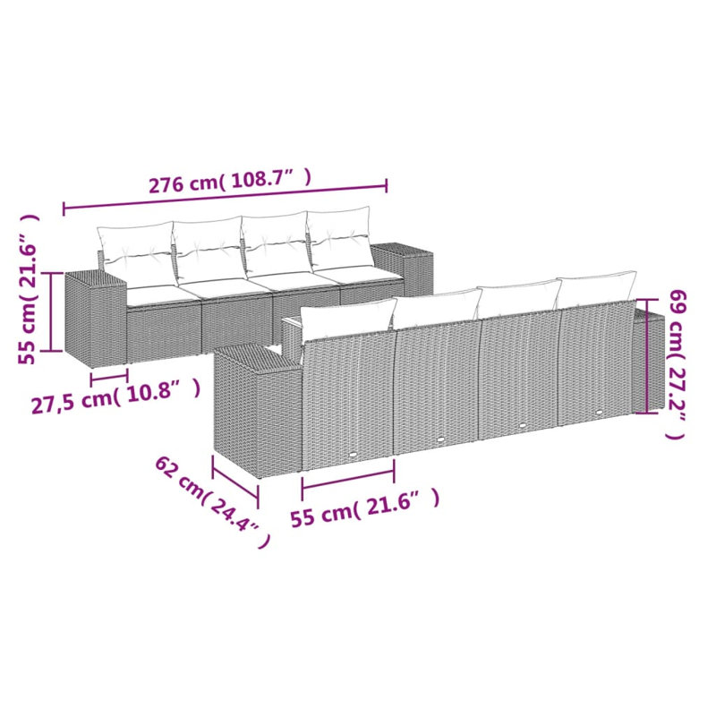 Ensemble de canapé de jardin Vidaxl