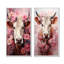 Romantisme, vache rose, ensemble de 2 reproductions d'art sur toile-501854628-501854650