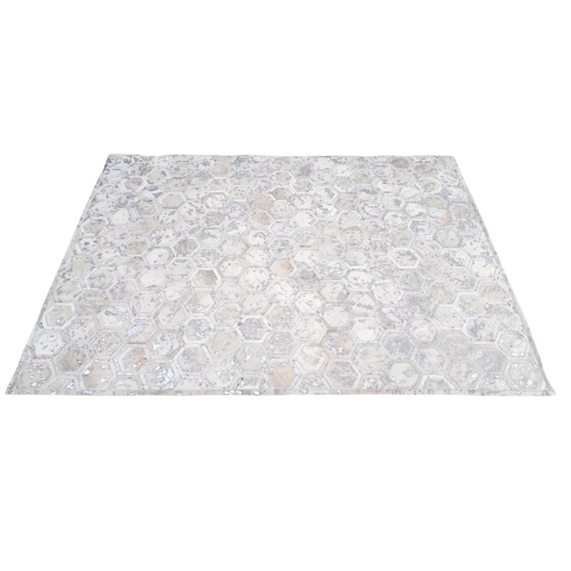 Acid Washed Cowhide Patchwork Area Rug