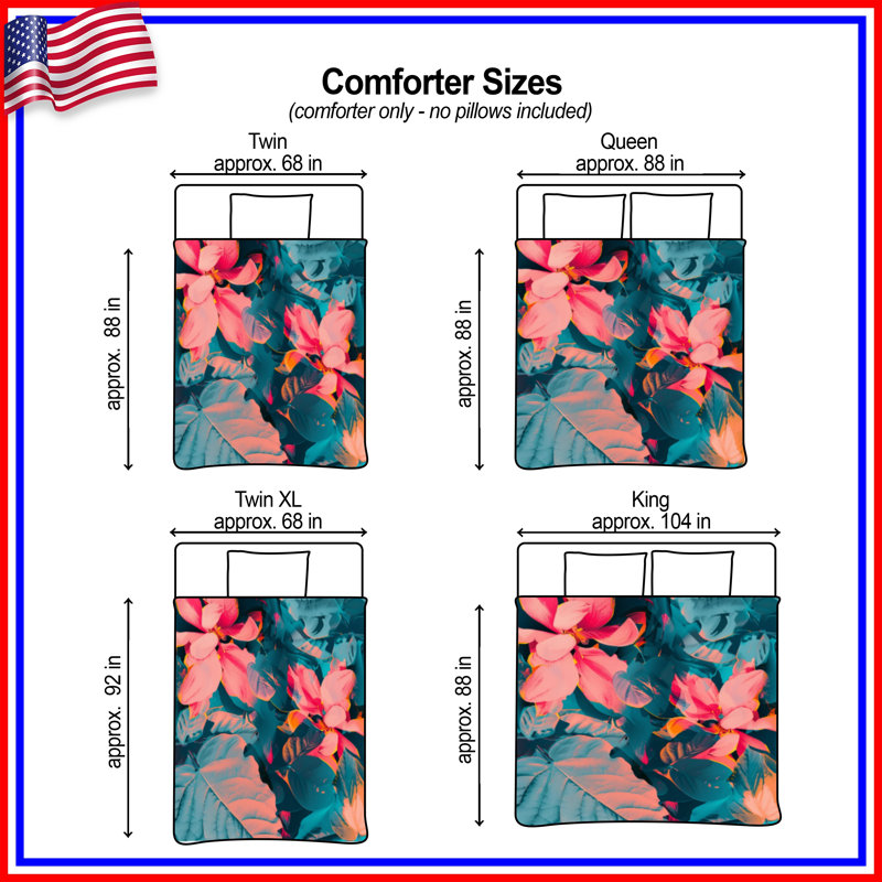 Vibrant Floral Foliage Comforter, Twin