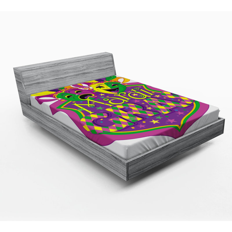 Microfiber Fitted Sheet, Full Fitted Sheet, Mardi Gras 2