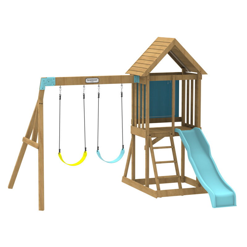 Teamson Kids Manufactured Wood Swing Set with 1 Slide(s)