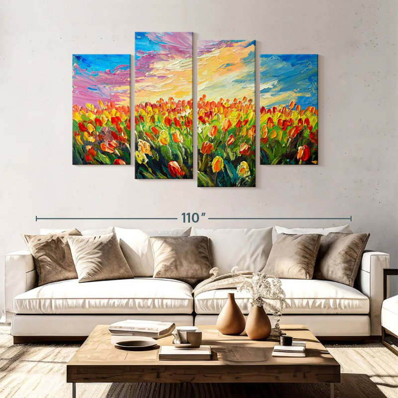 Champ de tulipes Harnek, H 54 po x l 84 po