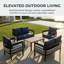 Multi-Person Iron Sofa Set with Rattan Accents — Waterproof, Rust-Proof & Flexible for Your Garden Retreat-2011064405