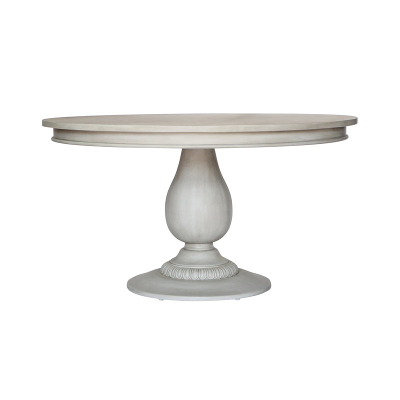 Aged French Gray Round Solid Wood Pedestal Dining Table