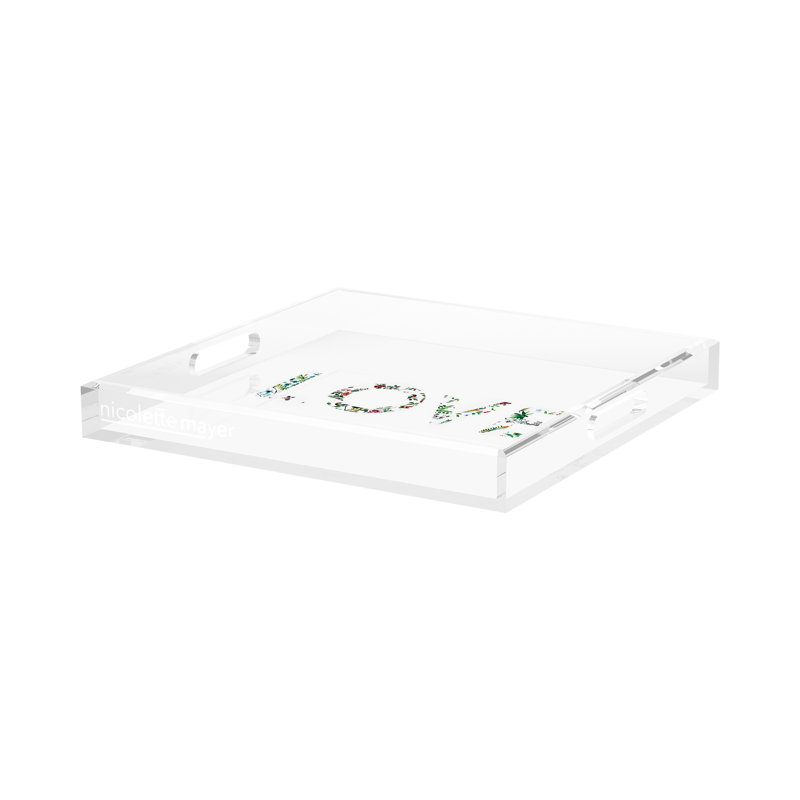 Love Lost Pavillion Acrylic Square Decorative Tray, 15"W x 15"D x 2"H