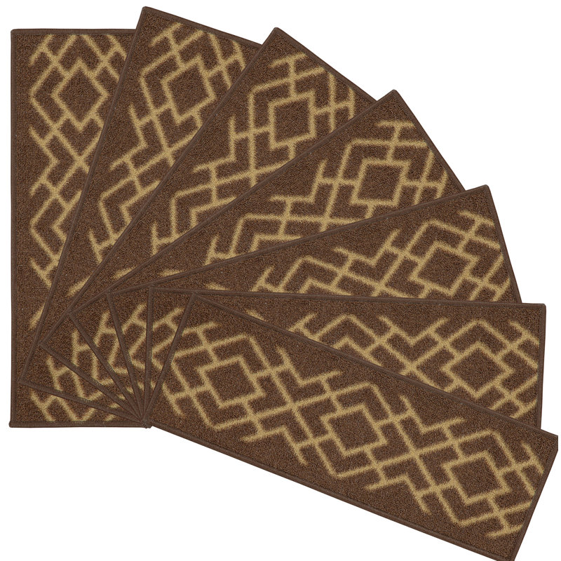Tapis d'escalier en caoutchouc antidérapant pour escalier en bois, Brun