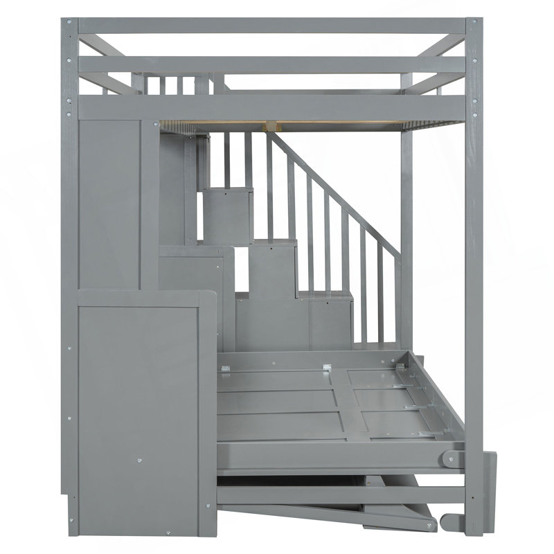 Lit escamotable polyvalent avec élévateur hydraulique et bureau intégré pour optimiser l'espace, Gris