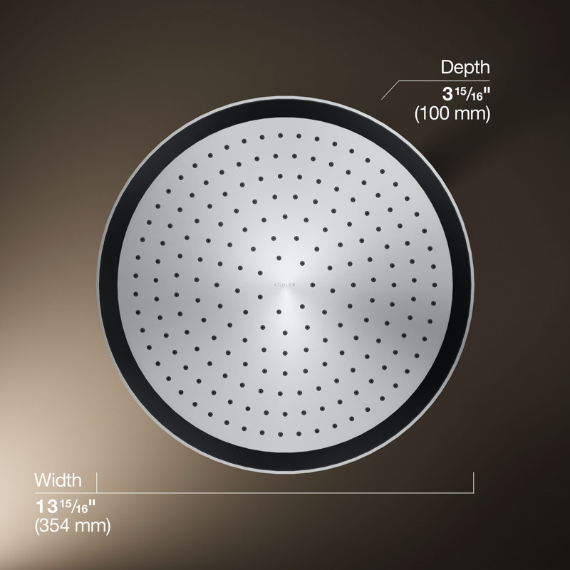 Statement 14" Single-Function Wall or Ceiling-Mount Round Rainhead, Round Rain Showerhead 2.5 GPM, Polished Chrome